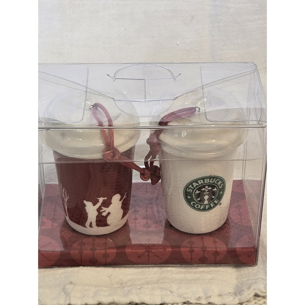 VINTAGE Holiday 2006 Starbucks Ornament SET Coffee Hanging Travel‎ Mug Ornaments